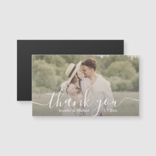 merci aimant de photo de mariage à l'écriture manu