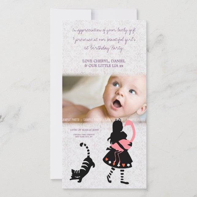 Merci Alice dans le carte photo de bébé du pays (Devant)