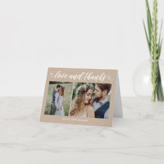 Merci Amour Mariage Carte de remerciements Kraft