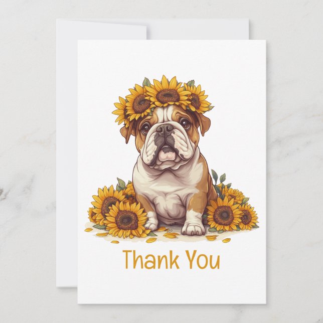 Merci Anglais Bulldog Sunflower Crown (Devant)