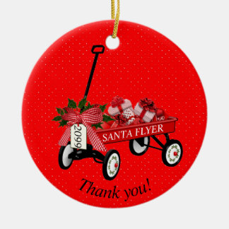 "Merci !" Année Red Wagon Noël Ornement