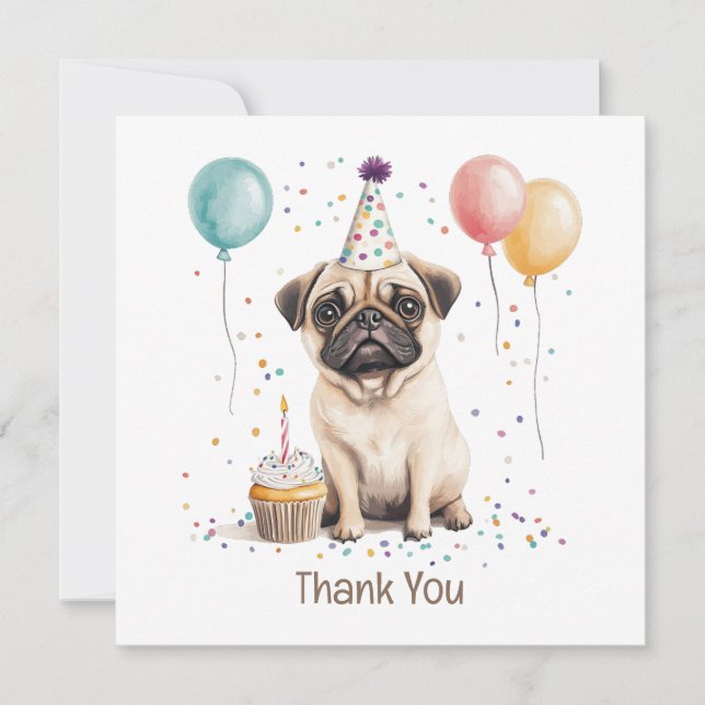 Merci Anniversaire Chien Pug (Devant)