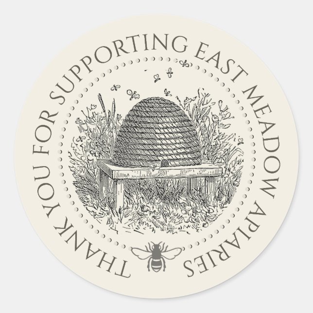 Merci Apiary personnalisé Étiquette Skep avec abei (Devant)