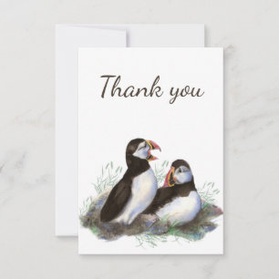 Merci Aquarelle Oiseaux de Puffin Blanc à l'intéri