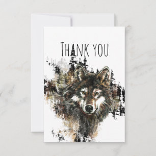 Merci Aquarelle Wolf Mountain Animal Art