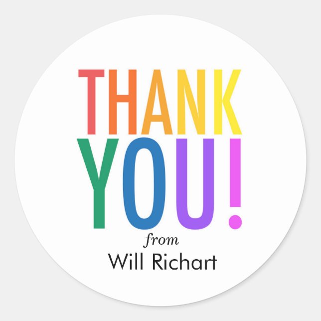 Merci Arc-en-ciel autocollants personnalisés étiqu (Devant)