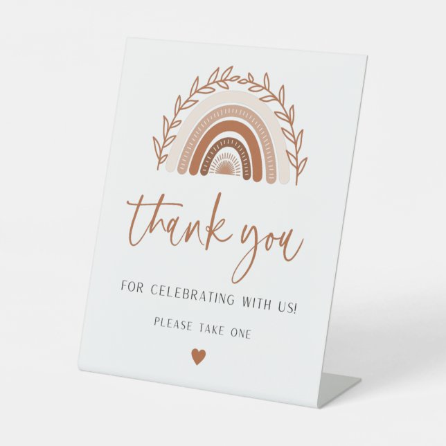 Merci arc-en-ciel Boho signe pour Baby shower (Recto)