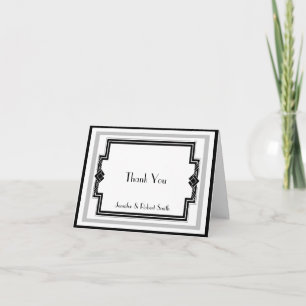 Merci argenté blanc noir d'anniversaire d'art déco