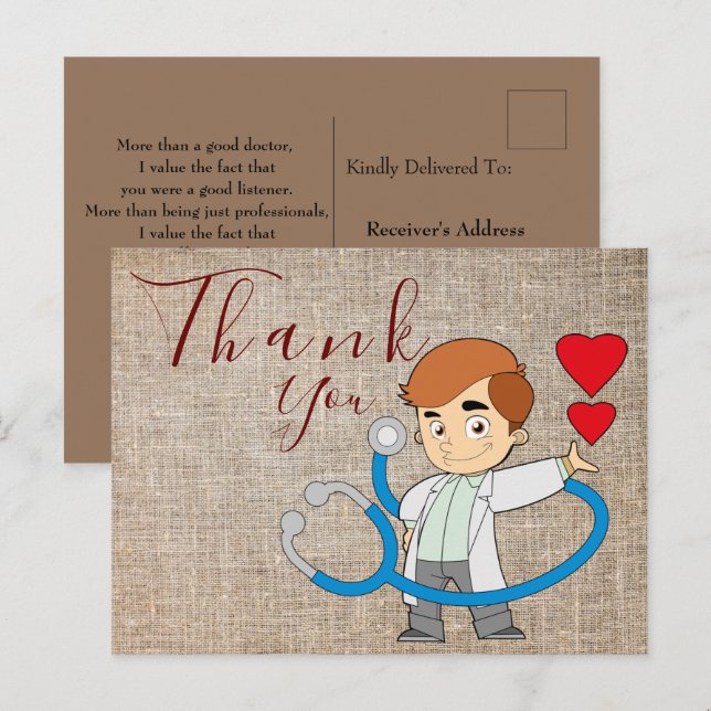 Merci au médecin Carte postale (Devant / Derrière)