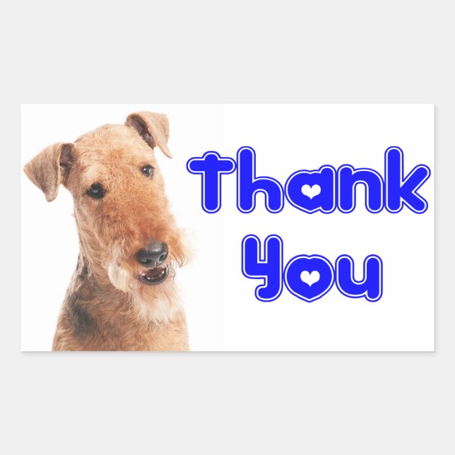 Merci  Autocollant / Étiquette de chiot Airedale (Devant)
