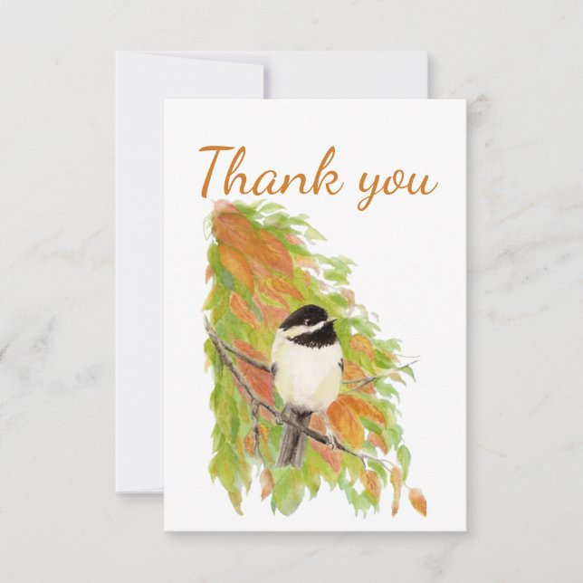 Merci Automne Chickadee Bird Art Nature (Devant)