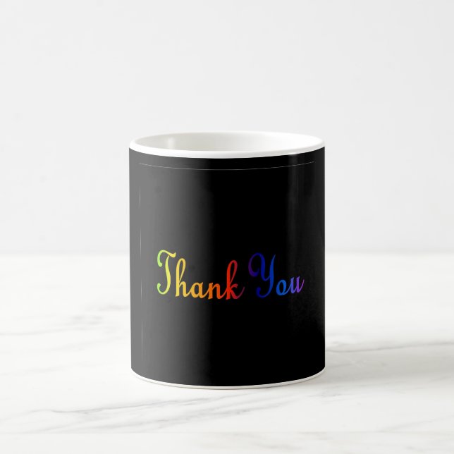 Merci avec Arc-en-ciel Couleurs café Mug (Centre)