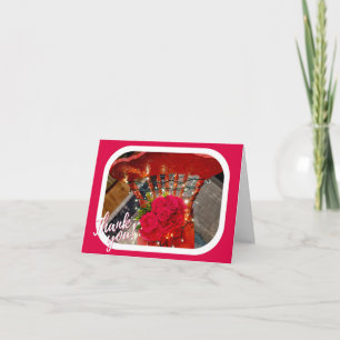 Merci Avec Carte De Voeux Pliée Rose