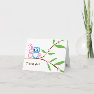Merci Baby Girl Owl Baby shower Note Card