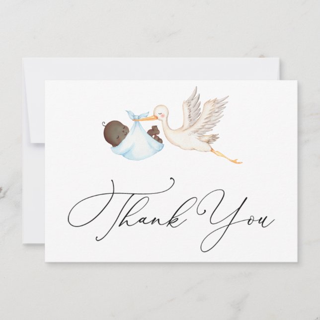 Merci Baby shower de la cigogne bleue (Devant)