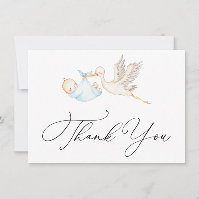 Merci Baby shower de la cigogne bleue (Devant)