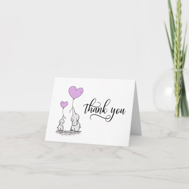 MERCI Baby shower Elephant LAVENDER | BLANC (Devant)