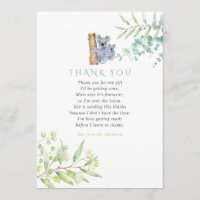 Merci Baby shower Feuille de Koala Bear