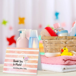 Merci Baby shower Flamant rose