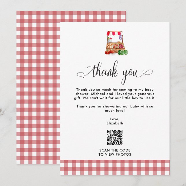 Merci Baby Shower Produits Locaux Ferme Code QR (Devant / Derrière)