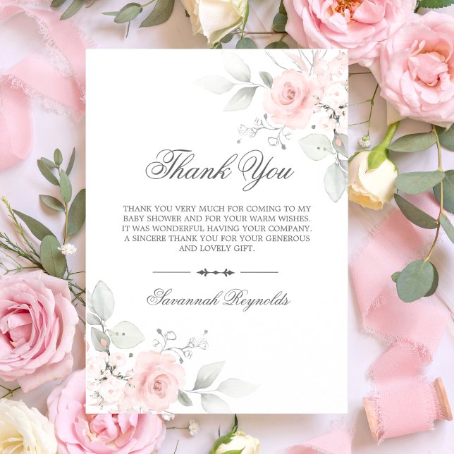 MERCI BABY SHOWER ROSE FLORALE ROSE FILLE (THANK YOU BABY SHOWER PINK FLORAL ROSES GIRL)