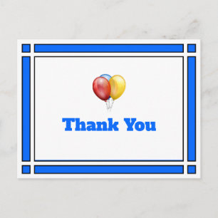 Merci Balloons d'anniversaire Carte postale bleue