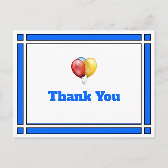 Merci Balloons d'anniversaire Carte postale bleue (Devant)