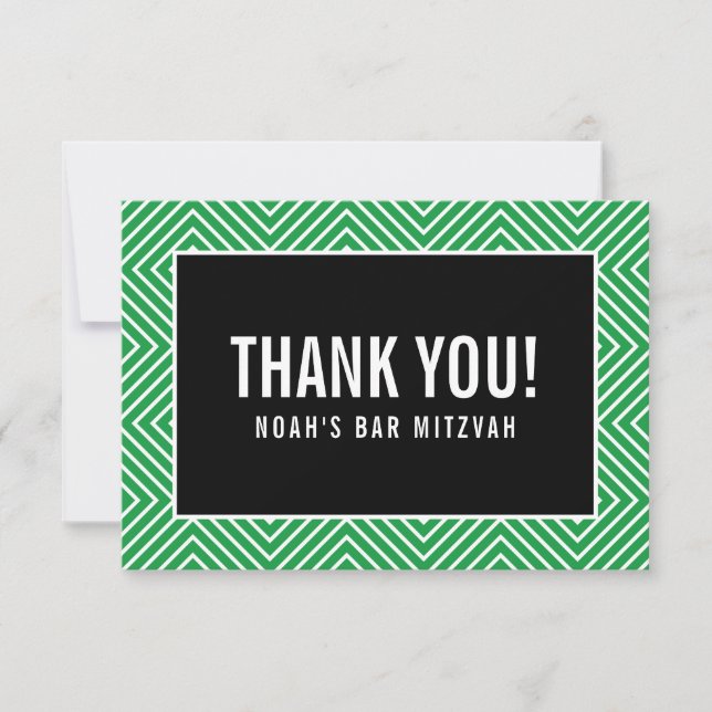 MERCI BAR MITZVAH géométrique moderne vert kelly (Devant)