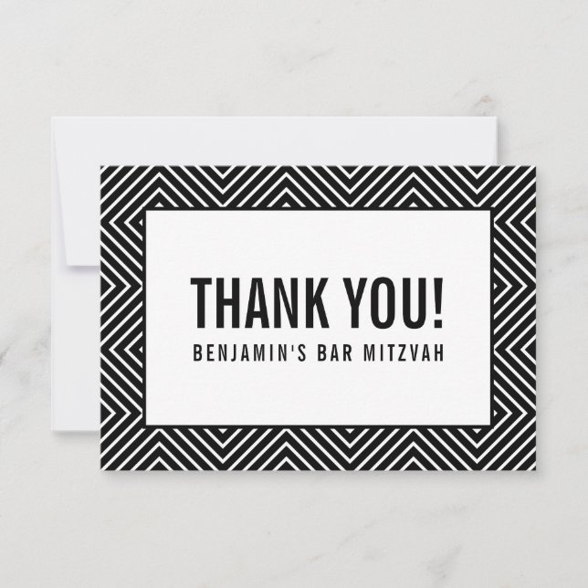MERCI BAR MITZVAH moderne géométrique noir blanc (Devant)