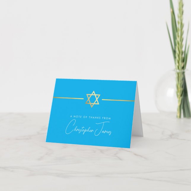 MERCI bar mitzvah or moderne étoile aqua bleu (Devant)