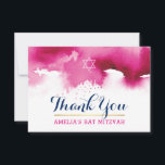 MERCI BAT MITZVAH élégant étoile rose aquarelle<br><div class="desc">par kat massard >>> kat@simplysweetPAPERIE.com <<< Une façon simple et élégante de remercier vos invités d'avoir assisté à l'installation BAT MITZVAH de votre enfant en tant que modèle, il est simple pour vous d'ajouter vos propres détails, ou d'appuyer sur le bouton personnaliser et vous pouvez ajouter ou modifier du texte,...</div>
