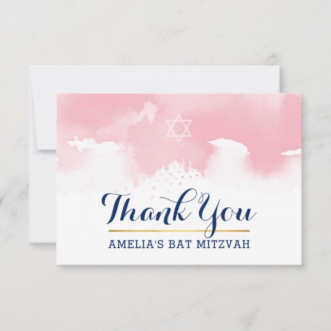 MERCI BAT MITZVAH étoile moderne PINK aquarelle (Devant)