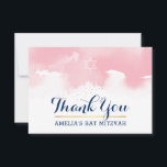 MERCI BAT MITZVAH étoile moderne PINK aquarelle<br><div class="desc">par kat massard >>> kat@simplysweetPAPERIE.com <<< Une façon simple et élégante de remercier vos invités d'avoir assisté à l'installation BAT MITZVAH de votre enfant en tant que modèle, il est simple pour vous d'ajouter vos propres détails, ou d'appuyer sur le bouton personnaliser et vous pouvez ajouter ou modifier du texte,...</div>