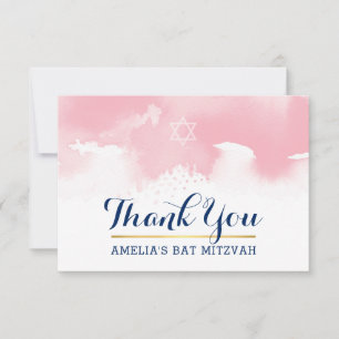 Merci BAT MITZVAH moderne étoile PINK aquarelle