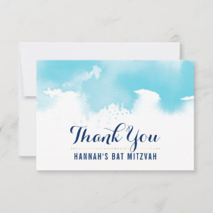 MERCI BAT MITZVAH moderne mignon aqua aquarelle