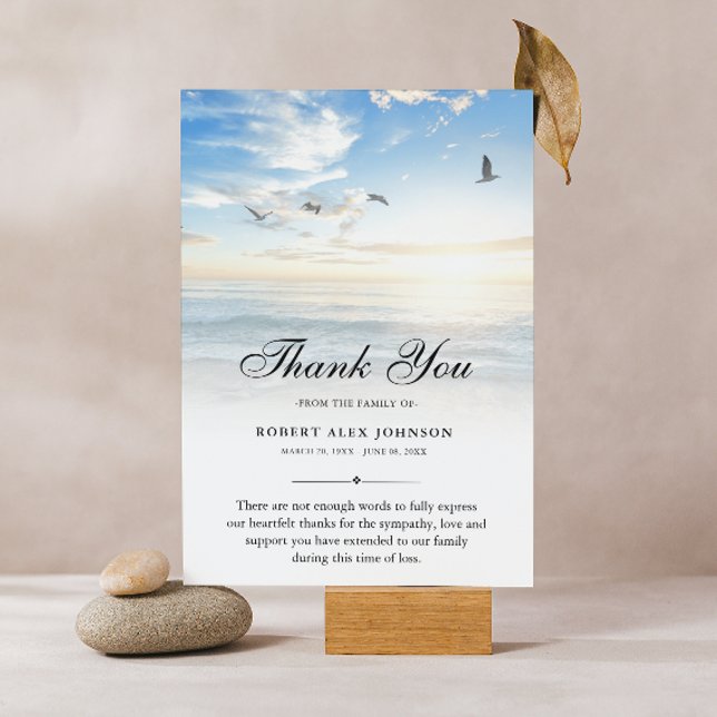 Merci Beach Funérailles Photo Sympathy Grief (Sympathy Thank You Card)