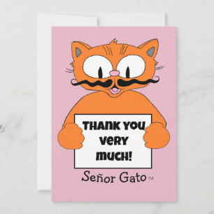 Merci Beaucoup ! Cute caricature Mustache Chat