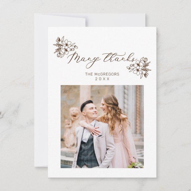 Merci beaucoup Mariage Floral Whimsical Script (Devant)