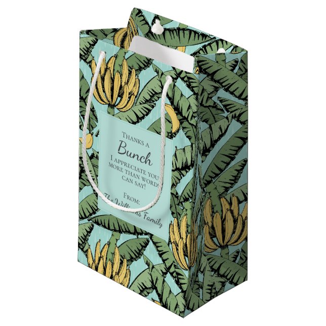 Merci Beaucoup Sac Cadeau Banane Turquoise Dessiné (Devant Angle)