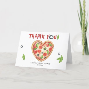 merci bébé douche à l'eau pizza cœur aquarelle