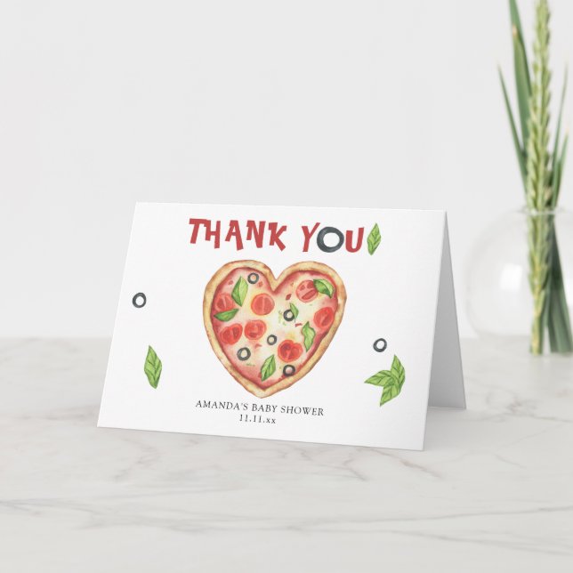 merci bébé douche à l'eau pizza cœur aquarelle (Devant)