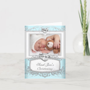 Merci Bébé Garçon Fille Bleu Baptême Baptême