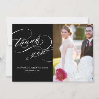 Merci blanc de photo de mariage de noir élégant de