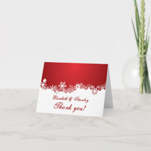 Merci blanc rouge de mariage d'hiver de flocon de
