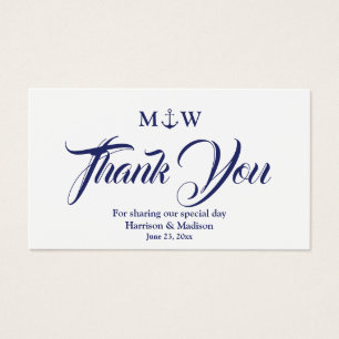 Merci bleu marine Carte mariage d'ancre marine