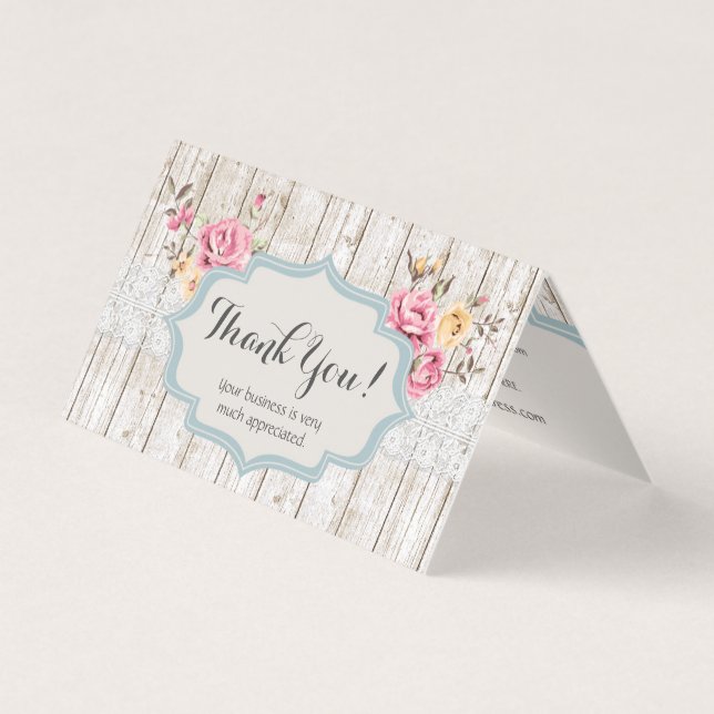 Merci Bois Rustique Floral Chic Usé Vintage (Front)