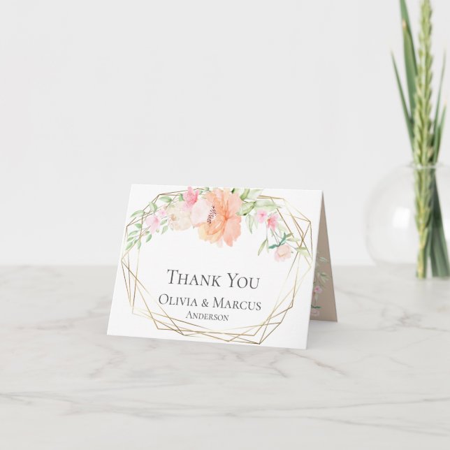 Merci | Bouquet Floral Corail Aquarelle Blush (Devant)