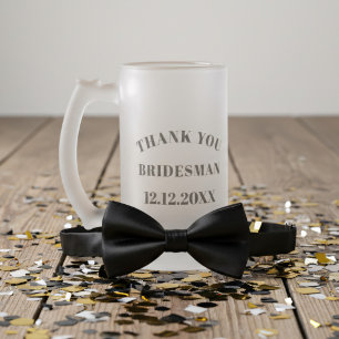 Merci Bridesman Mariage de verre givrée Beer Mug