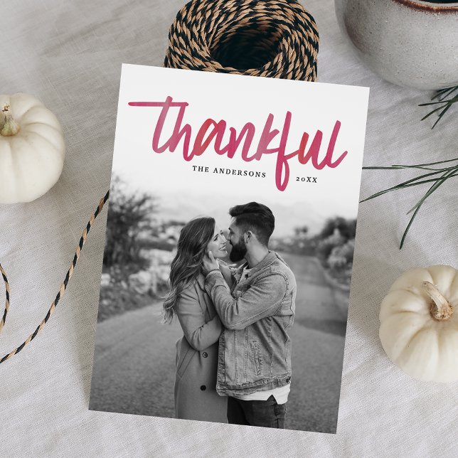 Merci brossé | Carte photo de Thanksgiving (Créateur téléchargé)