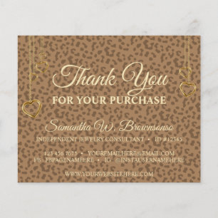 Merci Brown de coeur texturé léopard d'or